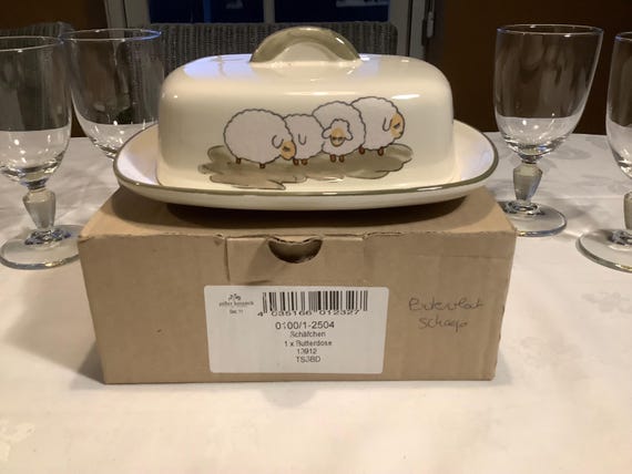 Faïencerie Zeller botervloot schapen, cadeau voor haar, verjaardagscadeau