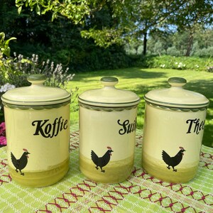 Broodbak Set Keuken Canister: 5 stuks Retro Metalen Opbergpot Crème
