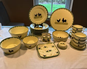 Faïencerie Zeller Kip en Haan open voorraad items diner I, verjaardagscadeau, collectorsitem,