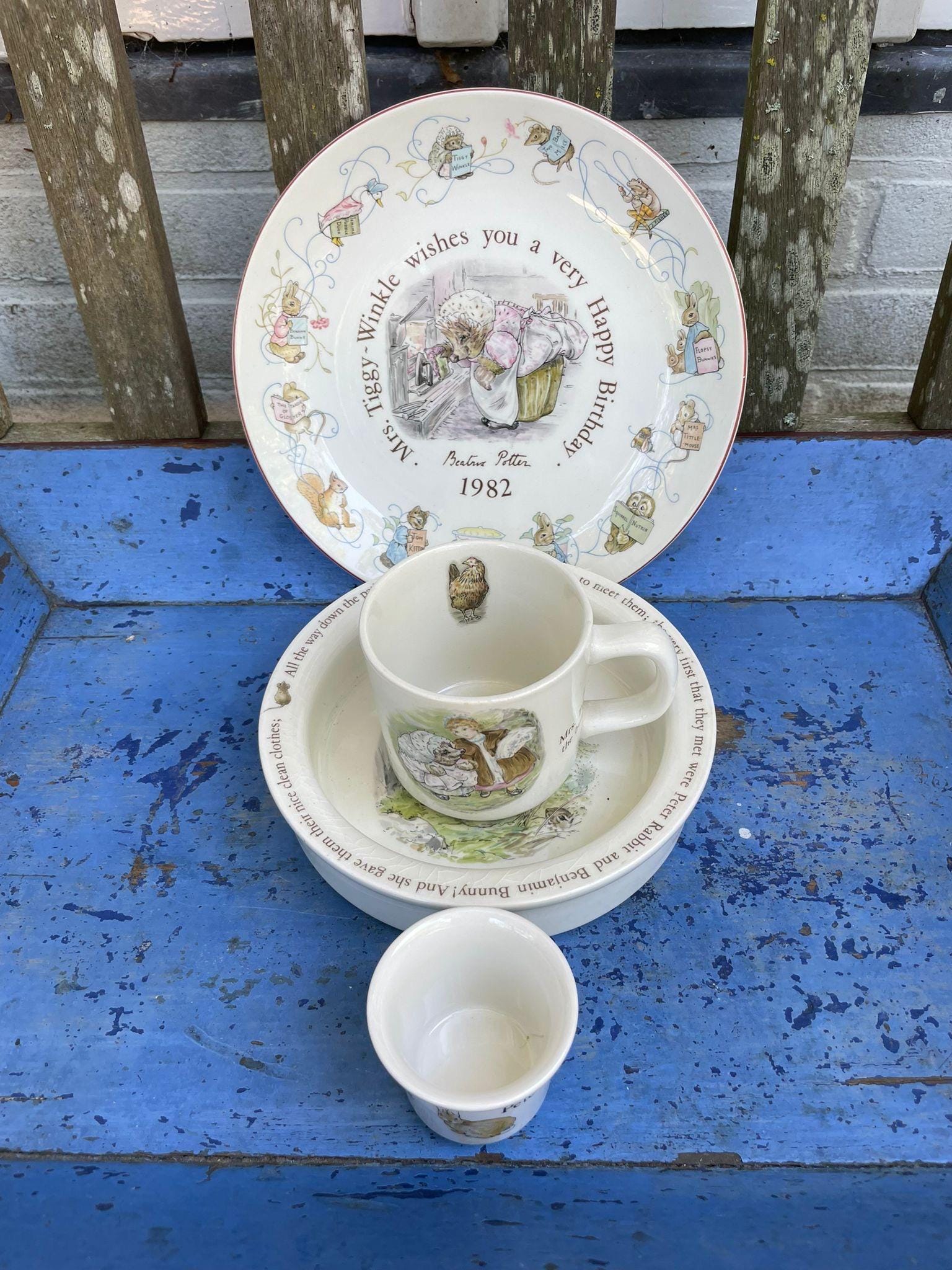Vintage Wedgwood Mrs. Tiggy-winkle Nursery Set, Beatrix Vintage Wedgwood Mrs. Tiggy-winkle Nursery Set, Beatrix