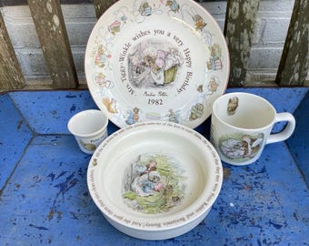 Vintage Wedgwood Mrs. Tiggy-winkle Nursery Set, Beatrix Potter