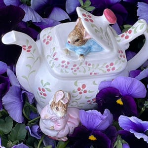 Schmid muziekdoos theepot, Il sarto di Gloucester 'Tea for Two' di Beatrix Potter, verjaardagscadeau, geboortecadeau