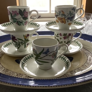 Puntameirion Botanic Garden 5 Mokkatassen mit Untertassen, KOSTENFREIER VERSAND, Geschenk für Sie, Geburtstagsgeschenk