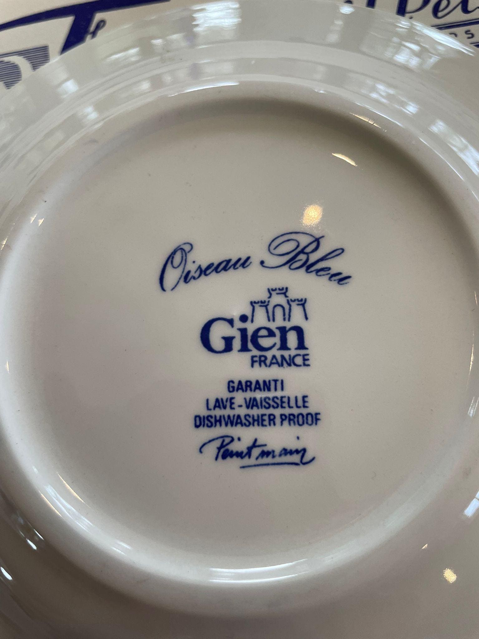 Gien France Cake Plates, Oiseau Bleu Des Fruits, Hand-painted, Set