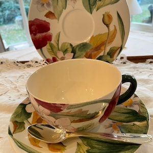 Faïencerie de Gien Volupté cappuccino z soepkop z 2 schotelami, cadeau voor haar, verjaardagscadeau