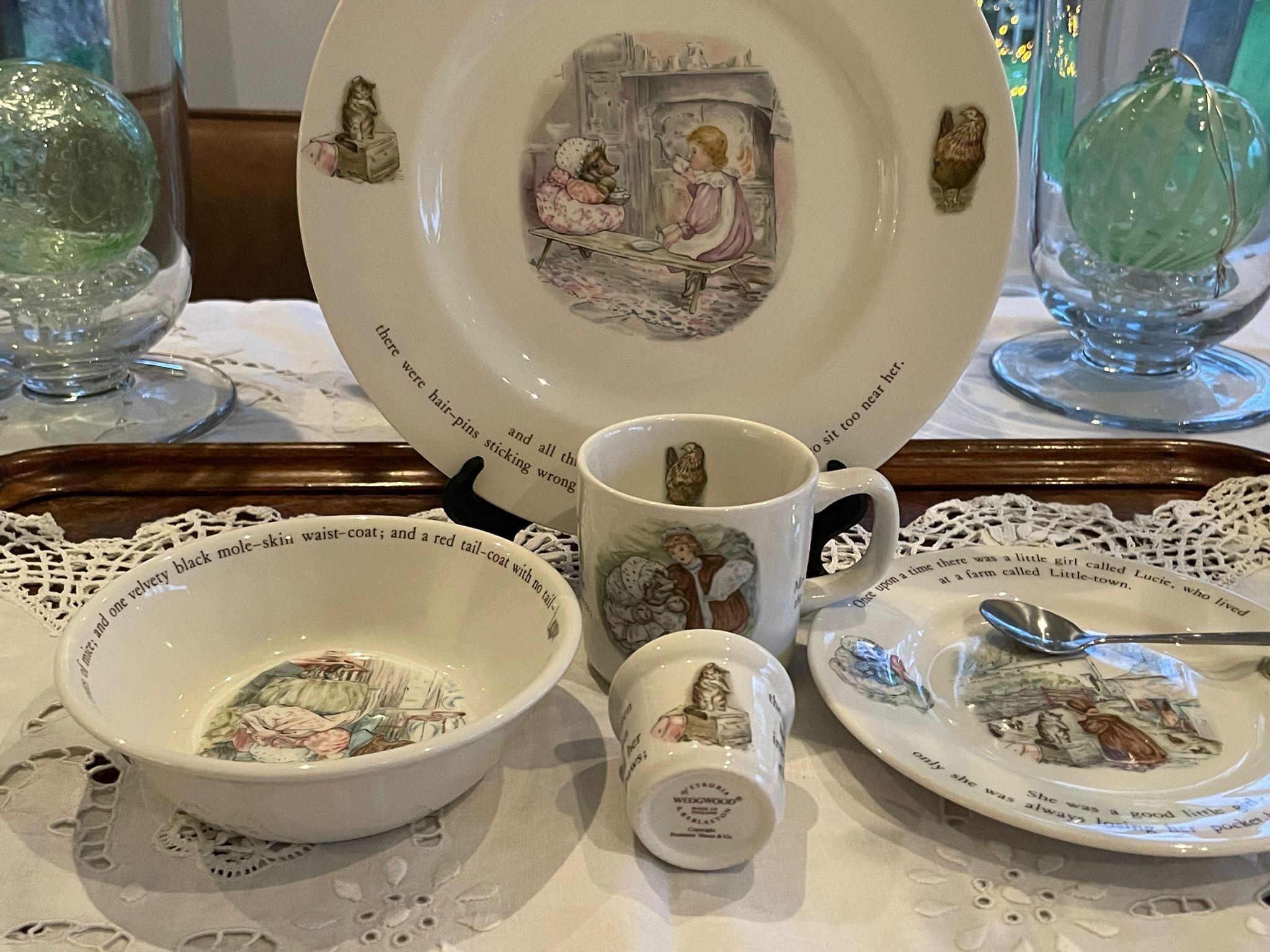 Vintage Wedgwood Mrs. Tiggy-winkle Nursery Set, Beatrix Vintage Wedgwood Mrs. Tiggy-winkle Nursery Set, Beatrix
