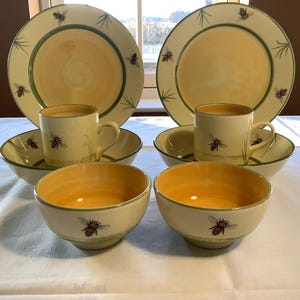 Zeller Faïencerie Bee Country-set voor 2 couverts, GRATIS VERZENDING, cadeau voor haar, verjaardagscadeau