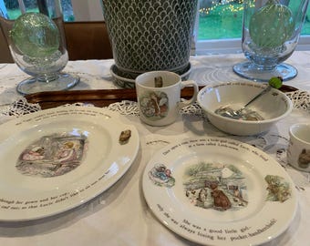 Vintage Wedgwood Mrs. Tiggy-winkle Nursery Set, Beatrix Potter