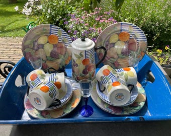 Set of 4 Beautiful Gien France Farandole Ontbijtbord/lunch Bord