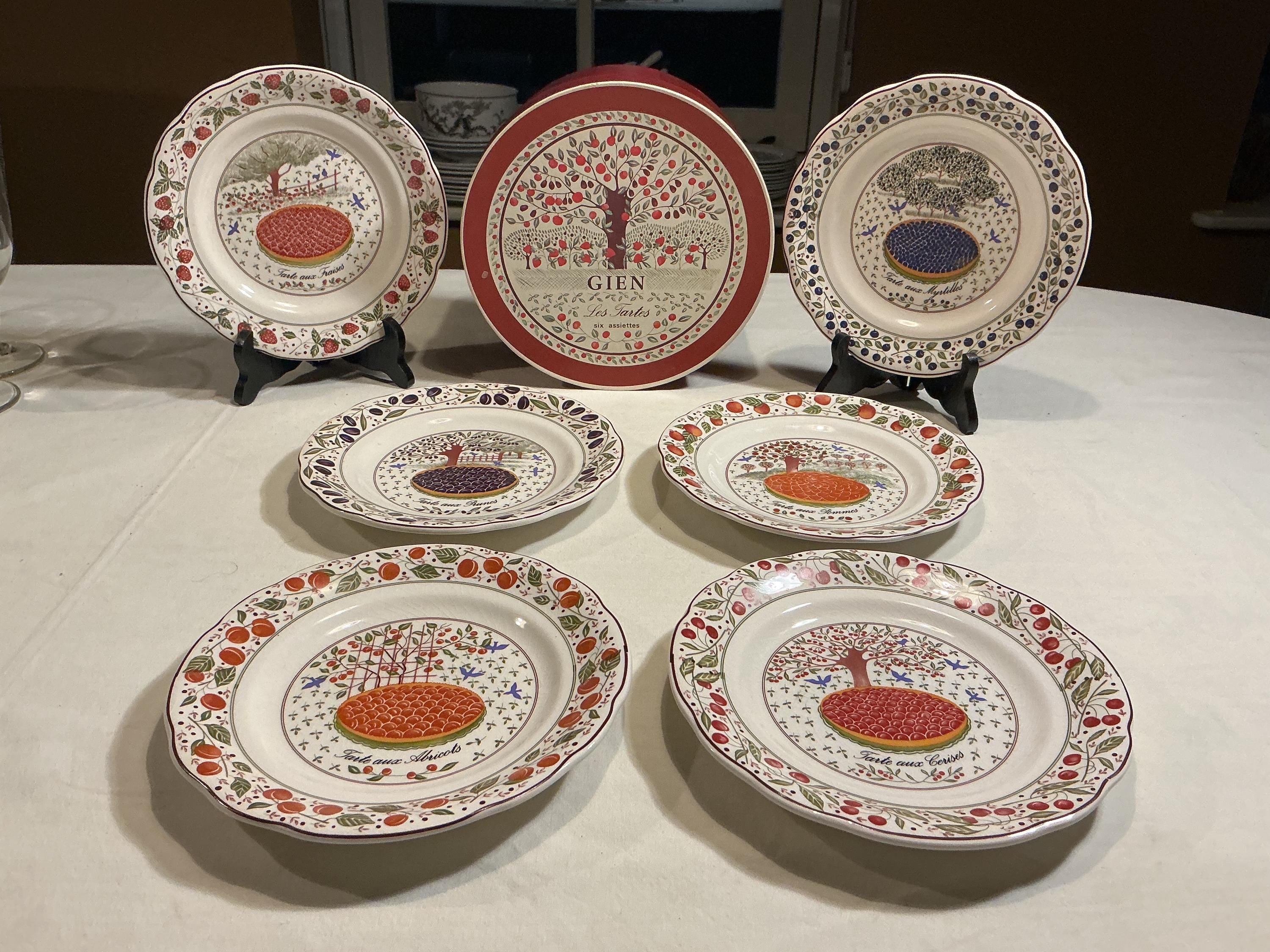 GIen FRANCE プレート Gien Les Tartes Set of 6 Pastry Plates With Fruit Designs