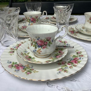 Royal Albert Moss Rose, ontbijtservice für 6 Couverts, KOSTENLOSE VERZENDUNG, verjaardscadeau, huweljkscadeau