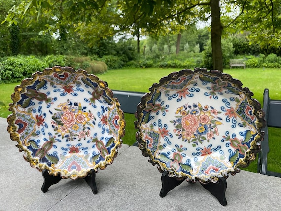 B-Set /  Tichelaar Makkumプレート オクサナ様 Tichelaar Makkum, set van 2 decoratieve handschilderde borden