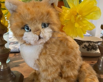 ヴィンテージ シュタイフ フロッピー 猫　ぬいぐるみ VTG シュタイフ フロッピー キティ CAT 寝ているぬいぐるみ、ドイツ