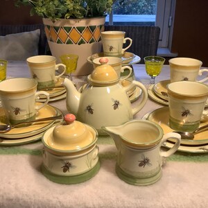 Faïencerie Zeller Bee Country koffie- en gebakset voor 6 couverts, GRATIS VERZENDING, cadeau voor haar, verjaardagscadeau