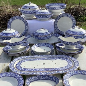 Antiek blauw z Wedgwood Hawthorn Dinerservies, 44 delig voor 14 personen, GRATIS VERZENDING, huwelijkscadeau, bruidsdouche cadeau