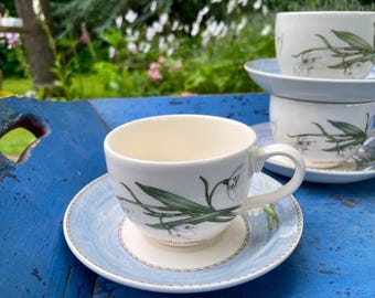 Wedgwood Sarah's Garden Snowdrop theekop en schotel, Galanthus Nivalis, bijzondere