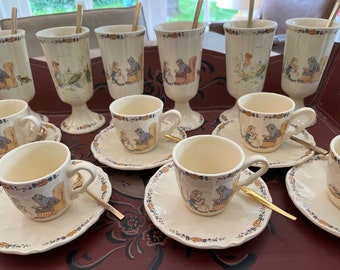 Sarreguemines Enfants Richard six tasses à café avec soucoupes et 6 mugs en chocolat, LIVRAISON GRATUITE, cadeau pour elle, cadeau d'anniversaire