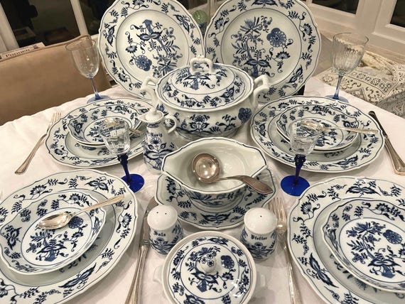 Blue Danube Dinner Set for 6 Place Settings, Wedding Gift