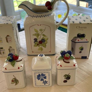Villeroy & Boch French Cottage Charm, grote kan en 3 jampotten, GRATIS VERZENDING, cadeau voor haar, verjaardagscadeau