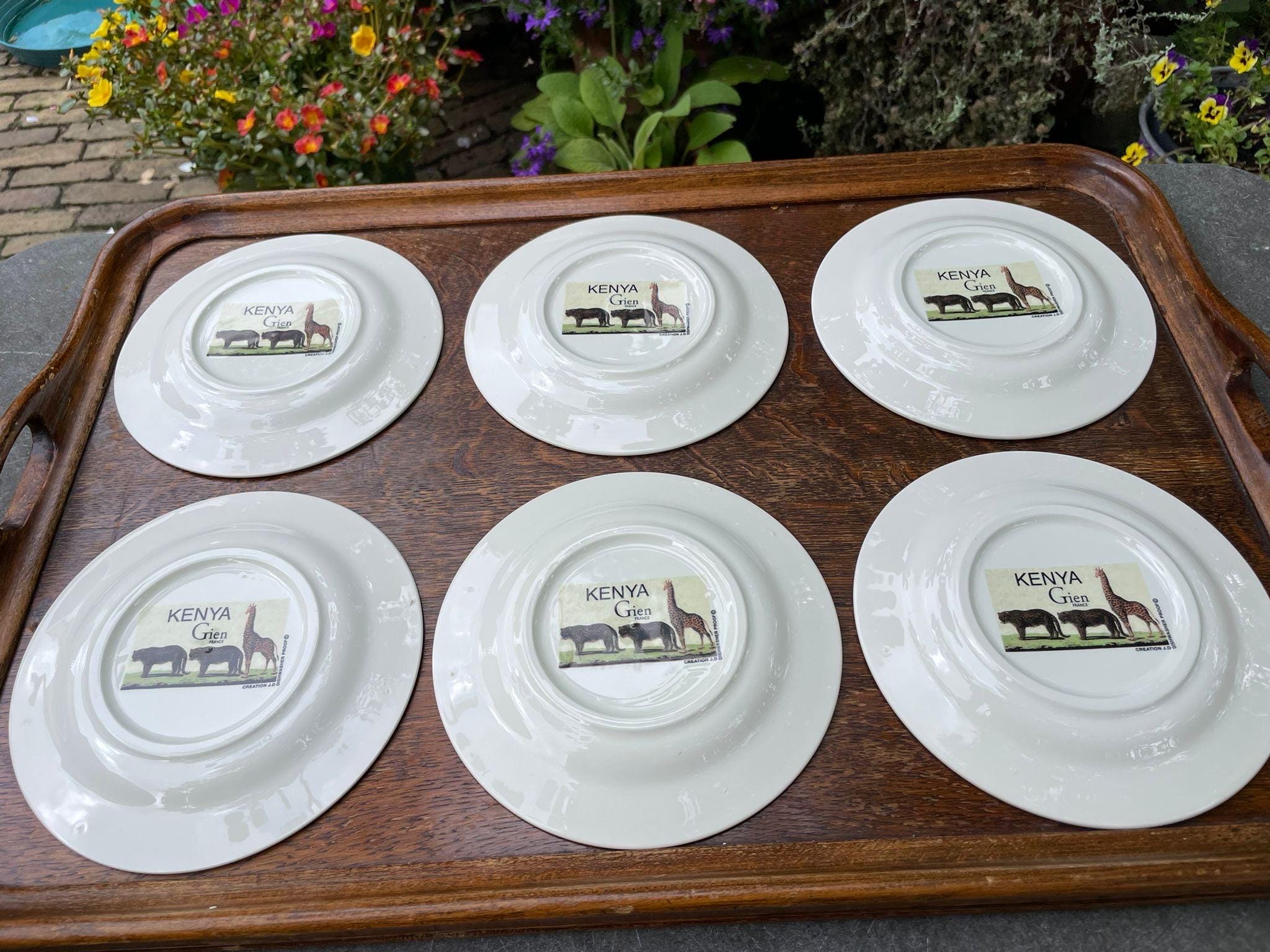Gien France Kenya Pastry Plates, Hand Painted Safari Set of 6 - Etsy