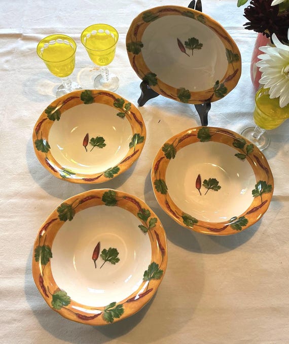 Gien France Scalloped Bowls, Poivre Et Sel, Set of 4 - Etsy