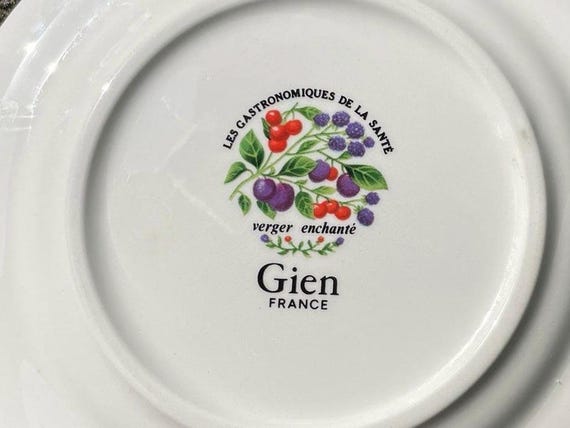 Gien France Fruit Dessert Plates, Set of 8, Gastronomiques De La