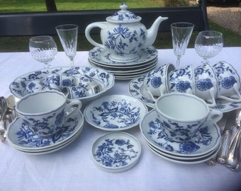 Blue Danube breakfast and tea service for 6 place settings, wedding gift, gift for her