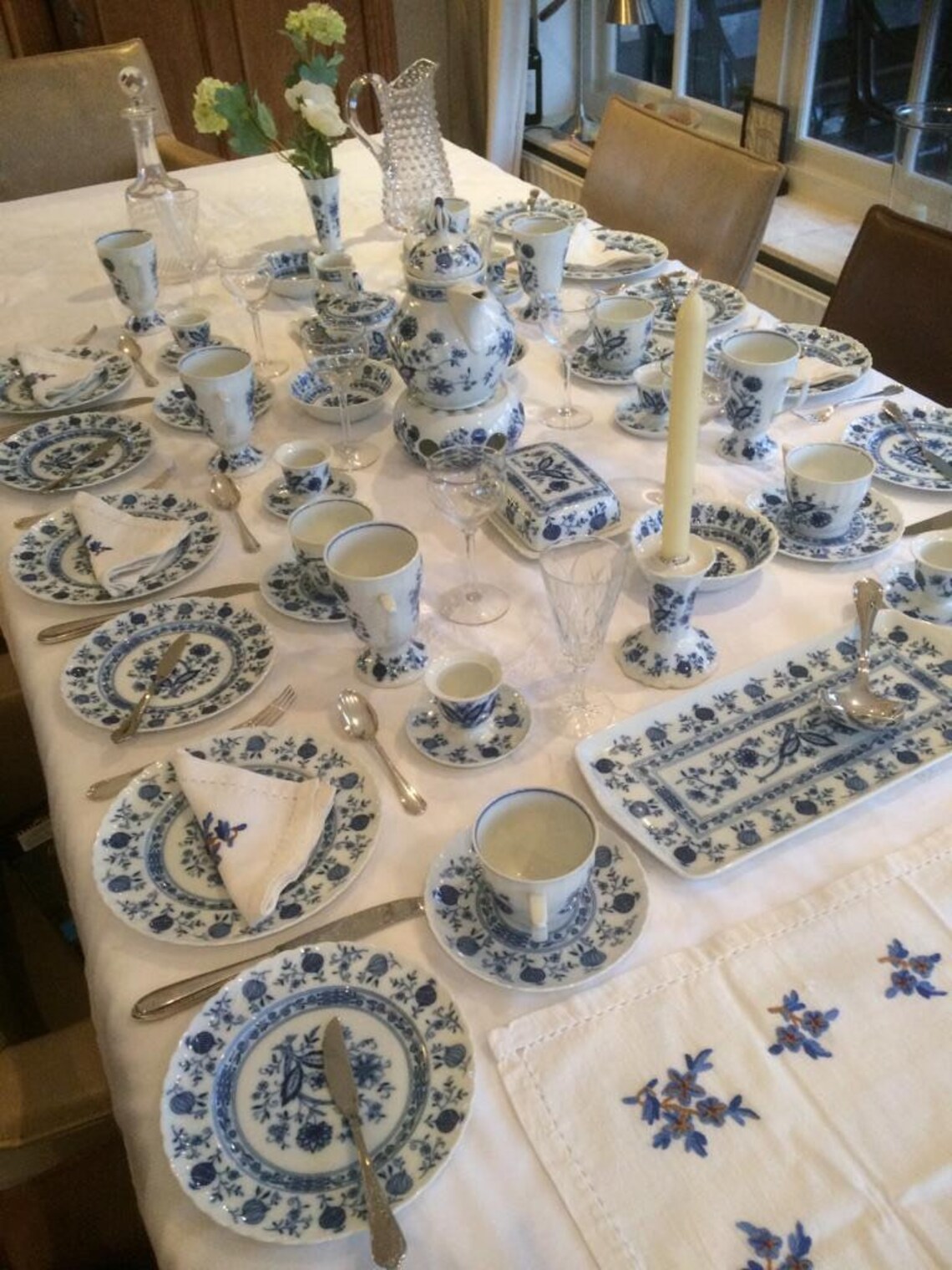 Vintage Royal Tettau Breakfast Tea Set, Cobalt Blue Onion Pattern, 49 ...