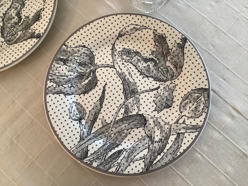 Faïencerie De Gien France, Set of 4 Tulipes Allure XL Dinner Plates ...