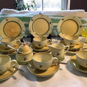Faïencerie Zeller Bee Country thee- en gebakset voor 6 personen, GRATIS VERZENDING, cadeau voor haar, verjaardagscadeau