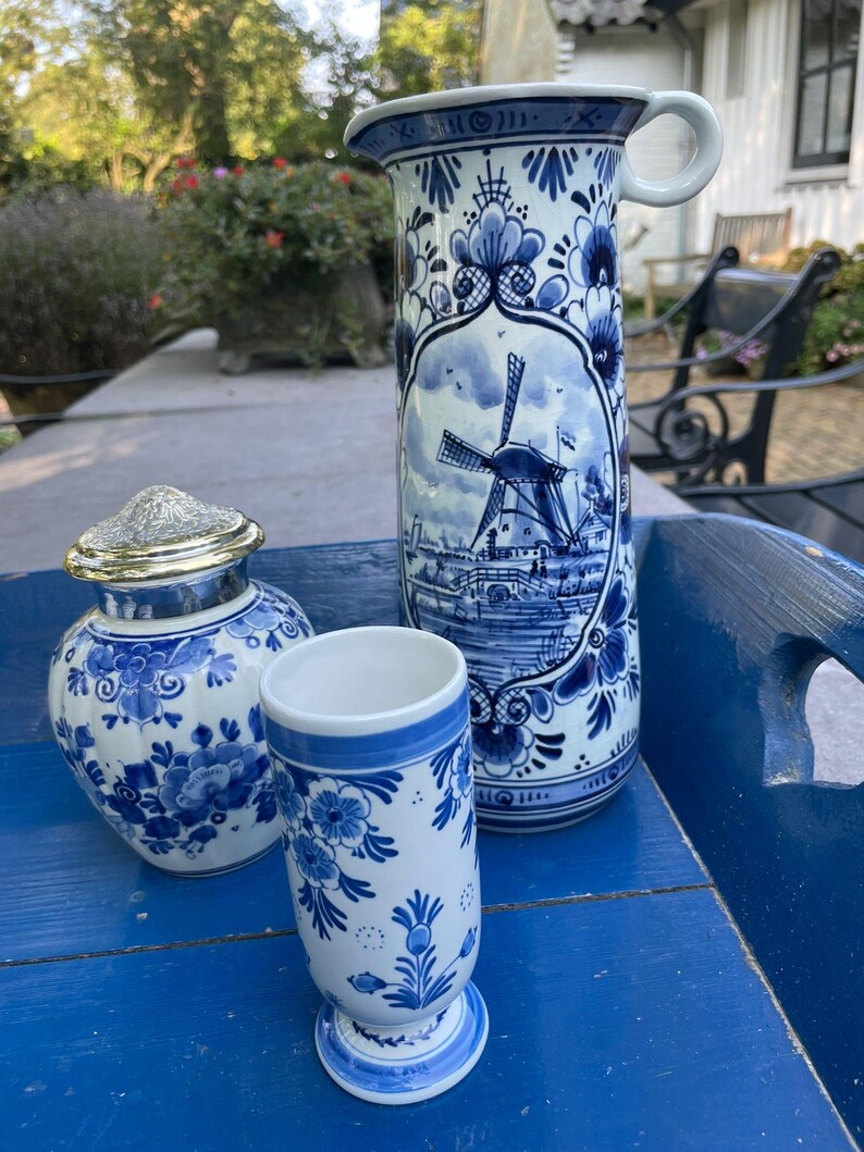 Delft Blue, Set Storage Jars and Vases, Anniversary Gift, Wedding Gift ...
