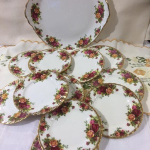 Royal Albert Old Country Roses pastry set, FREE SHIPPING, wedding gift, anniversary gift