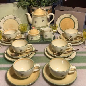 Faïencerie Zeller Bee Country thee- en gebakset voor 6 personen, GRATIS VERZENDING, cadeau voor haar, verjaardagscadeau