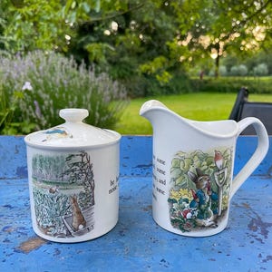 Wedgwood Peter Rabbit suiker- en creamerset van Beatrix Potter, verjaardagscadeau, cadeau voor haar, zeldzaam