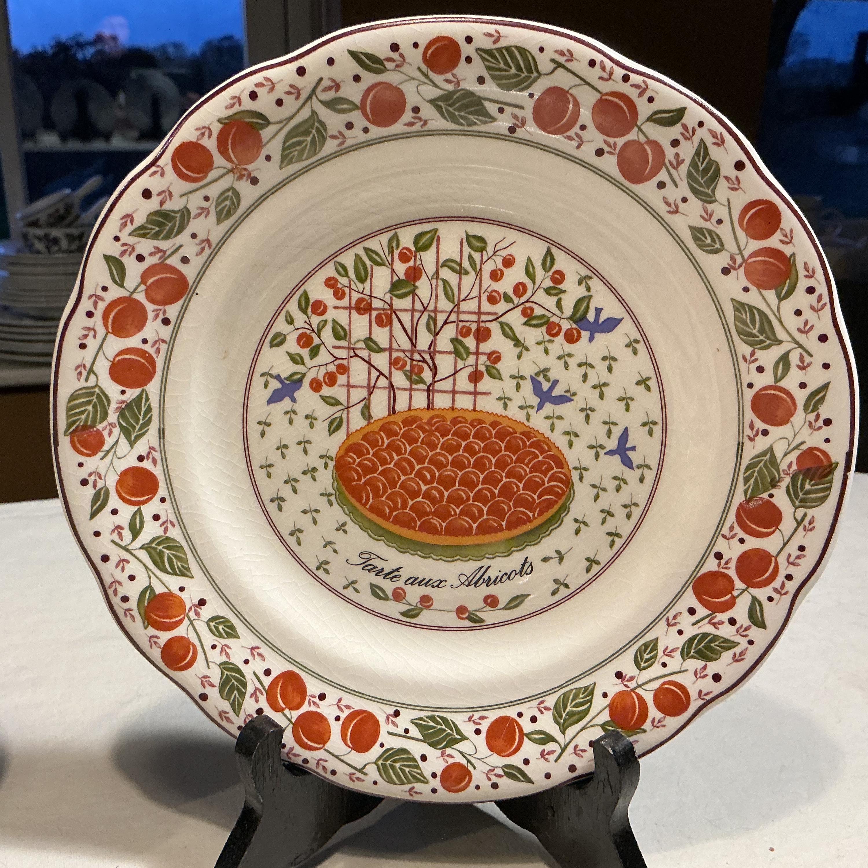 Gien Les Tartes Set of 6 Pastry Plates With Fruit Designs