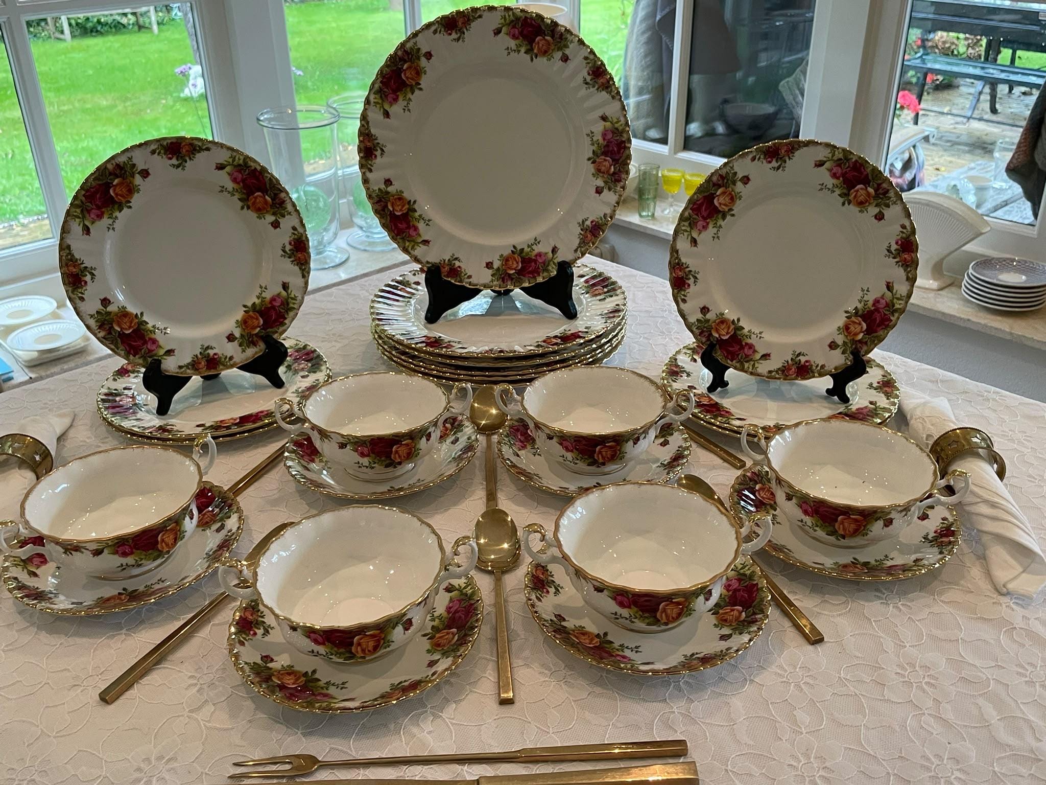 English Rose Dinner Set - Etsy