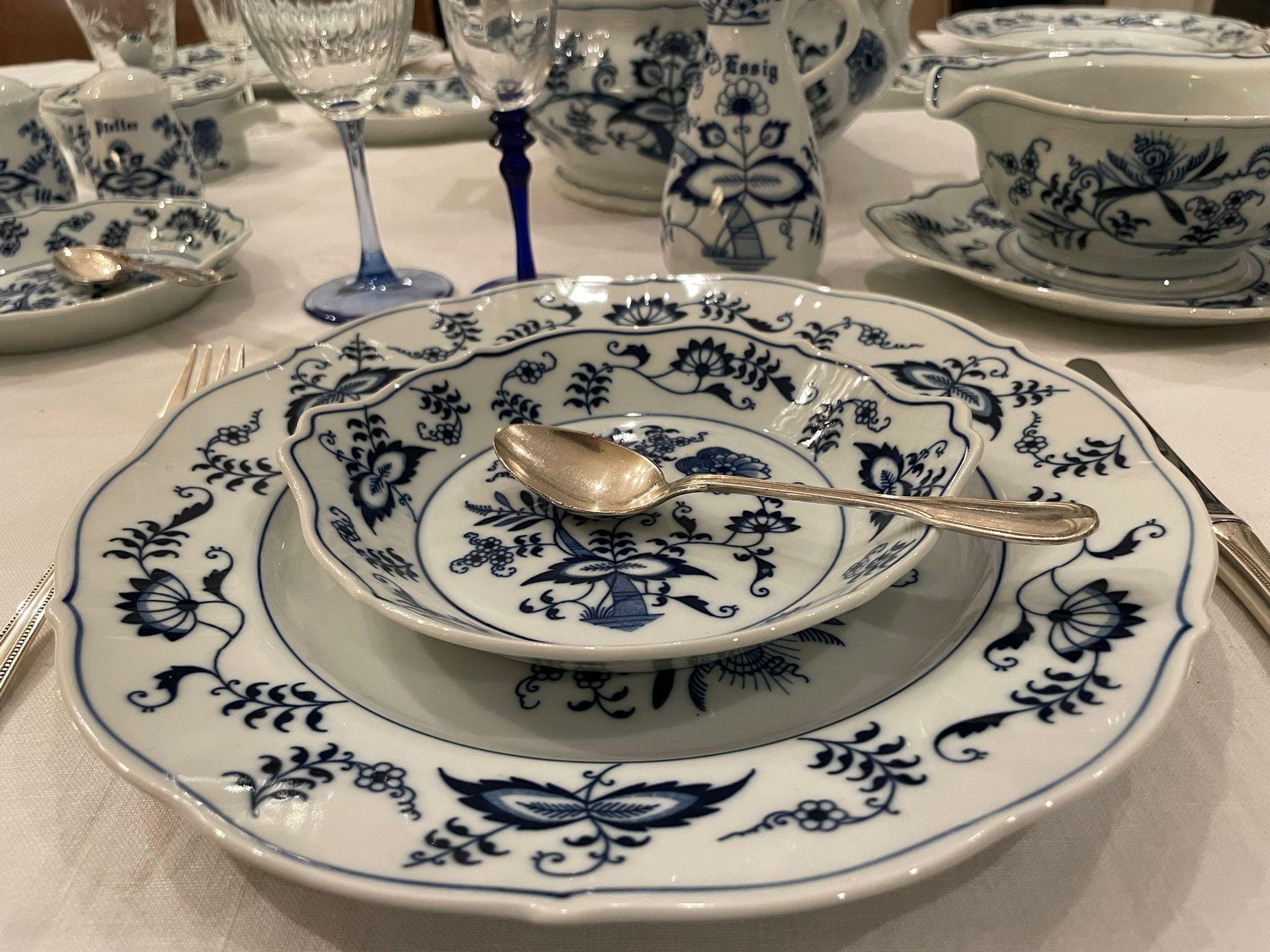 Blue Danube Dinner Set for 6 Place Settings, Wedding Gift