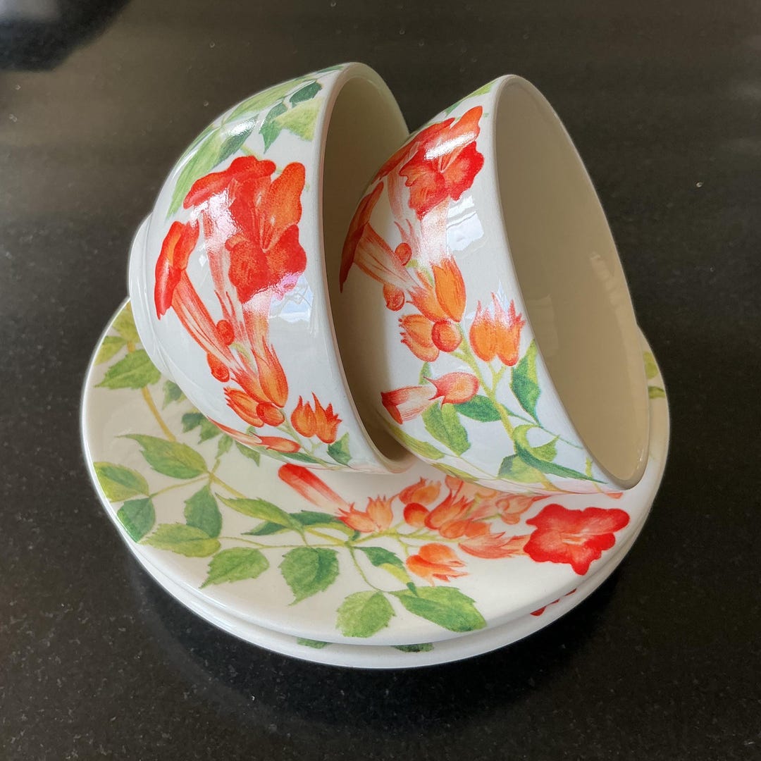 Faïencerie De Gien Ramades Set of 2 Espresso Cups and Saucers, Birthday ...