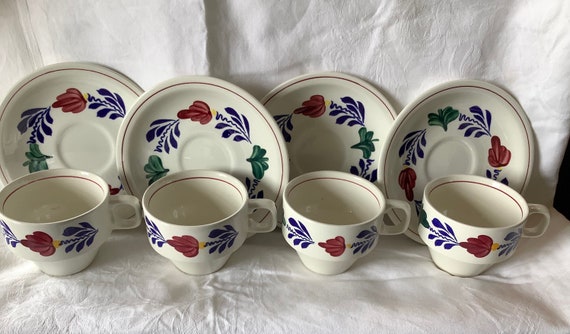 Gewend ik luister naar muziek been 4 X Royal Boch Ilona Gingham boerenbont Coffee Cups and - Etsy