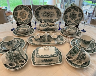 Vintage Villeroy & Boch Fasan Green Breakfast Set, 37 Piece 6