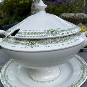 Sarreguemines Carina U & C soup tureen with saucer, FREE SHIPPING, wedding gift, birthday gift
