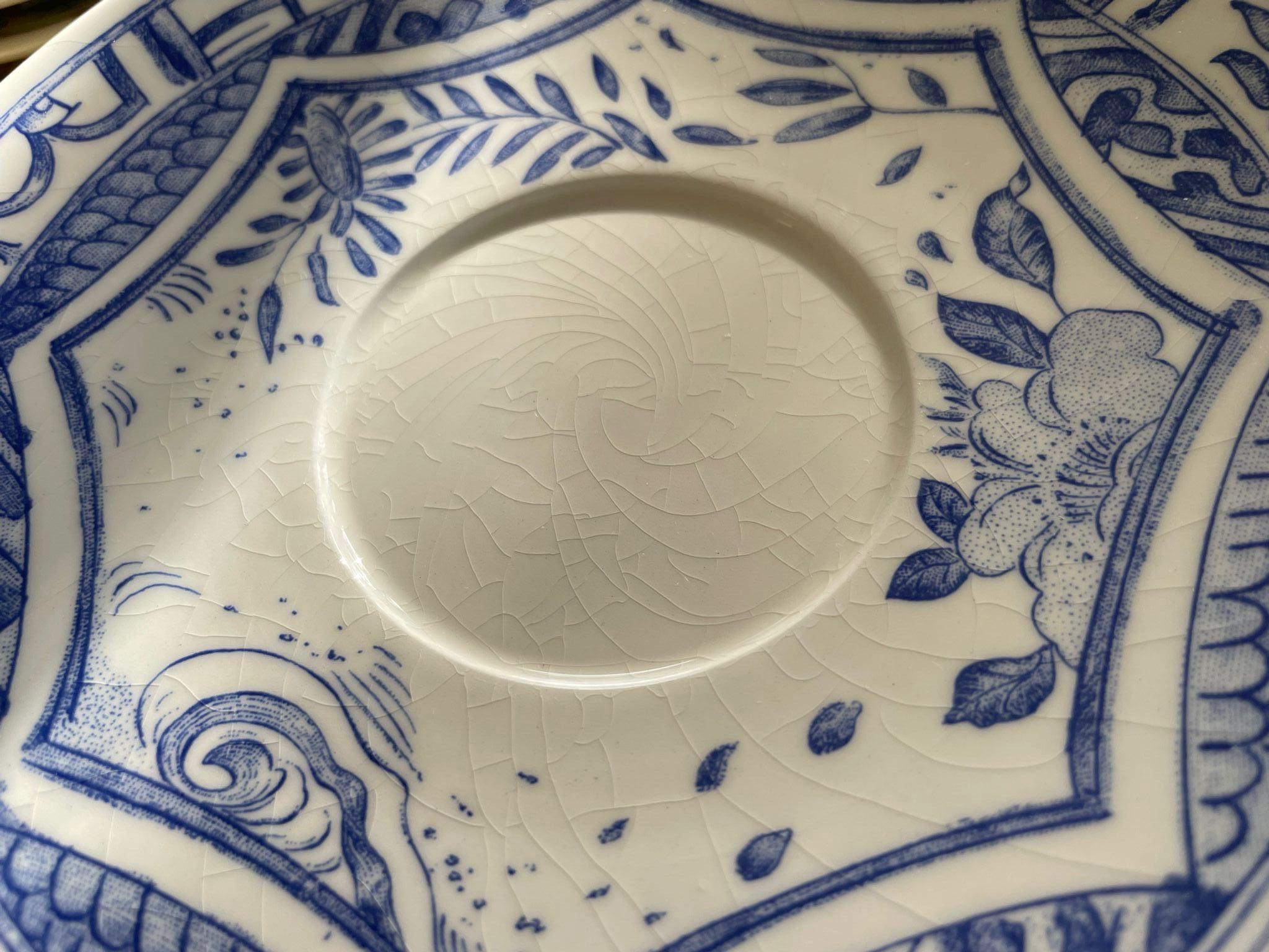 Faïencerie De Gien France, Set Van 4 Oiseau Bleu Mono Jumbo Kop En