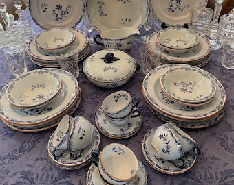 Vintage Rorstrand Ostindia Dinnerware, 8 Place Settings, Blue Floral China