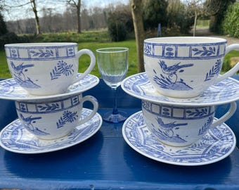 A Gorgeous Gien France Oiseau Bleu Large Teapot-large Teapot-1.1l