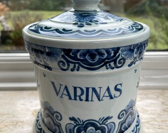 Porceleyne Fles, tarro de tabaco azul de Delft con tapa, regalo de aniversario, regalo de cumpleaños