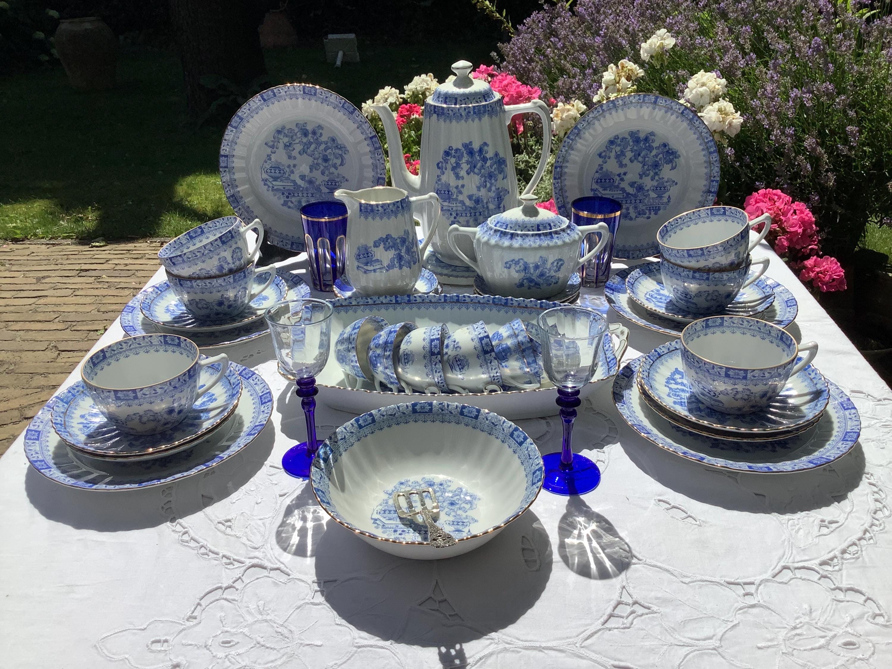 China blau Chinoiserie Porzellan Tee und Frühstücks-Set, Hochzeitsgeschenk, Brautpartygeschenk