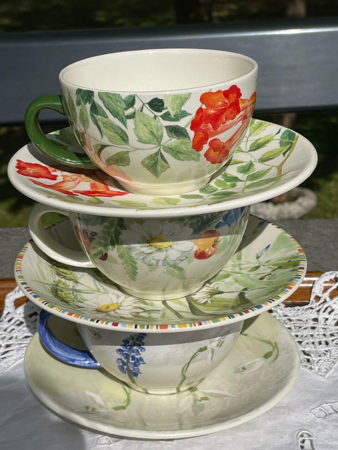 Faïencerie De Gien France Alice, Cherry and Ramades Teacups, Birthday ...