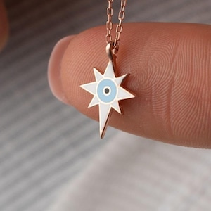 Collier étoile du Nord en or rose : pendentif céleste en argent sterling