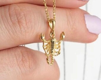 Gold Scorpion Necklace: Sterling Silver Scorpio Zodiac Pendant