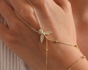 Bracciale a catena in argento sterling con fenice dorata - Bracciale ad anello delicato